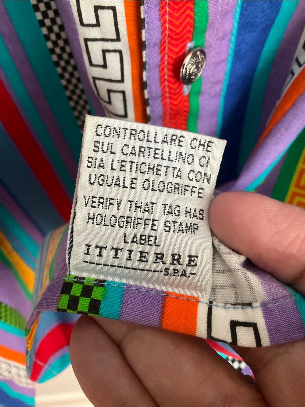 Vintage Versace Jeans Couture Multicolor Striped Button Down Shirt - Medium - Picture 3 of 11